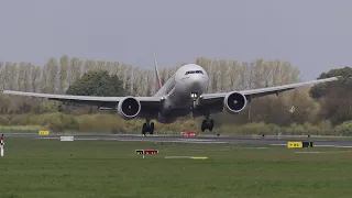 UNSTABLE GO AROUND! | Emirates 777 aborted landing during Storm Kathleen #stormkathleen