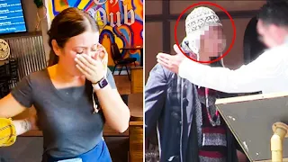 This waitress is shocked when she finds out who the homeless person she’s feeding actually is