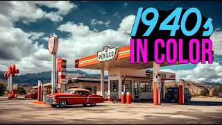 1940s USA - Vintage Gas Stations of America - Colorized