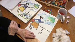 How to Draw Mary Poppins with Chalk Pastels