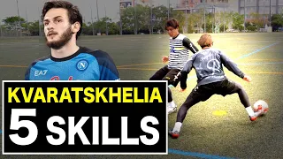 LEARN NEW DRIBBLE KING SKILLS | 5 KVARATSKHELIA SKILLS