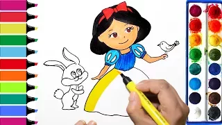 Draw Color Paint Snow White and Bunny Coloring Pages and Learn to Color