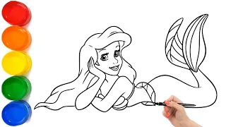 Drawing and Coloring A Mermaid for Kids and Toddlers 🧜‍♀️ || Easy Drawing For Kids