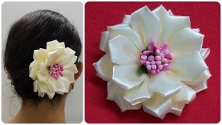 Diy kanzashi flower,wedding hair accessoire,Easy kanzashi flower tutorial