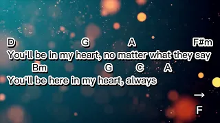 You will be in my heart lyrics and chords | Phil Collins | Tone: Eb - Capo: fret 1