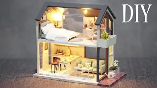 DIY Miniature Dollhouse Kit ||  ​Peaceful House - Blue Loft Aparment - Relaxing Satisfying Video