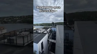 They said I could never play mirrors edge in real life🤡 #parkour #gaming #shorts
