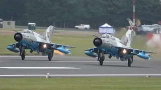 4Kᵁᴴᴰ 2x MiG-21 LanceR C Romanian Air Force Arrival & Departure @ RIAT 2019