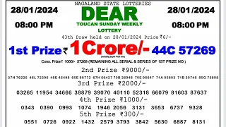 🔴 Evening 08:00 P.M. Dear Nagaland State Lottery Sambad Result Today ll Date-28/01/2024 ll