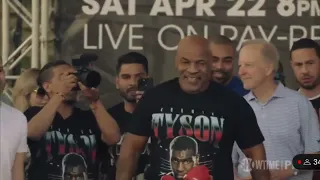 Mike Tyson Enjoying from the Crowd at Gervonta Davis vs Ryan Garcia Weigh In