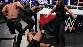 A reunited Shield Triple Power Bomb Randy Orton through the announce table: WWE Payback 2015