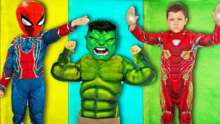 Artem and Fun games with Superheroes Toys | Compilation video for children