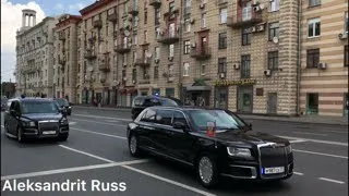 Кортеж новых авто Путина Аурус Сенат. Motorcade of new cars Aurus Senat.         普京的新车。
