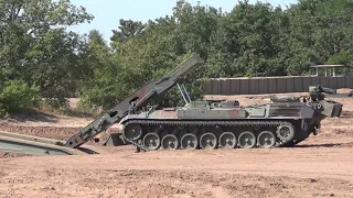 Leopard military bridge building, testing and removal