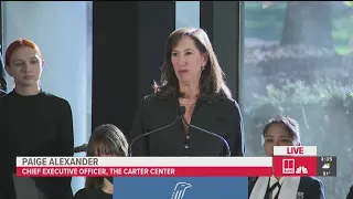 Carter Center CEO Paige Alexander speaks at repose service for Rosalynn Carter
