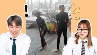 Bermain seperti ini di sekolah pada hari hujan | Korean React to Indonesian school TIKTOK