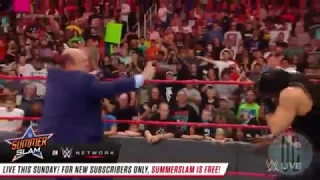 Paul Heyman and Brock Lesnar ambush Roman Reigns- Raw, Aug. 13, 2018 One Week Before Summer Slam