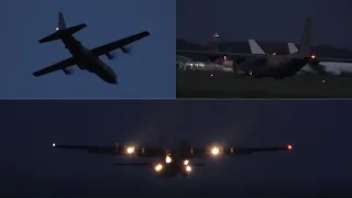 Royal Air Force C-130J Hercules Twilight Takeoff from Bournemouth Airport