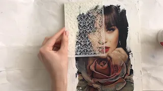 Панно в технике Микс медиа. Портрет по фото  с помощью текстурной пасты