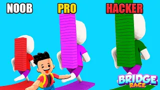 NOOB vs PRO vs HACKER en BRIDGE RACE 🐸 SIMBA PK XD