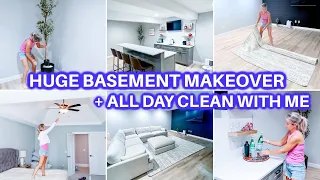 🏡NEW! ALL DAY CLEAN WITH ME | 6 hours of speed cleaning motivation | ROOM MAKEOVER |BASEMENT REMODEL