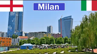 Italy , Milan walking in city BAM park [4K]
