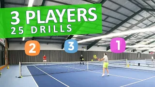 25 Tennis Drills For 3 Players 🚀 Great Practice ▶ Exercises & Games / Compilation
