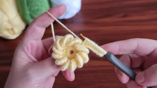 Wow!. 😲 Amazing!.. Super Easy Crochet Tunisian Knitting Flower  Motif - Tığ İşi Şahane Motif Örgü...