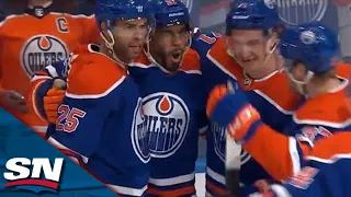 Oilers' Evander Kane Rips Blistering Shot In Off Post For Power Play Goal