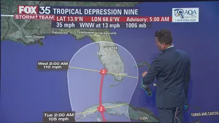 Tropical Depression 9 forms in the Atlantic; Florida in cone of uncertainty