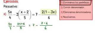 Ecuaciones de primer grado con paréntesis y denominadores