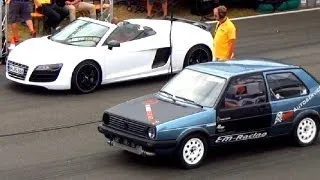 VW GOLF 2 vs AUDI R8 1/4 Mile Drag Race Viertelmeile Rennen Acceleration