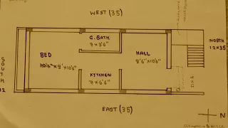 12 × 35 North face house plan map naksha