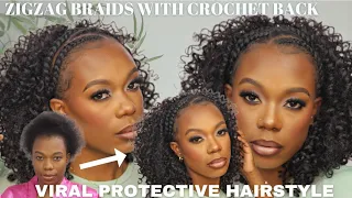 Elevate Your Natural Hair Game- How To ZigZag Braids With Crochet Hair- Easy Protective 4C Hairstyle