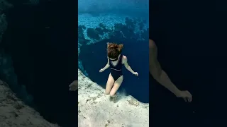 Taking a leap in to Dean's Blue Hole #ocean #worlddiving #underwater #mermaid