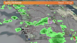 San Diego sees first wave of storms turn to scattered showers then return Sunday | 8 AM update