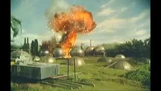 Gerry Anderson's Terrahawks explosions:  Fuel tanks explode, as they do on a Gerry Anderson show..