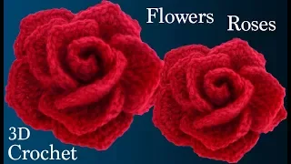 Como hacer rosas rojas muy fácil con una tira a crochet para San Valentín tejido tallermanualperu