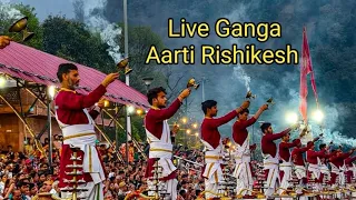 🙏 INDलाईव गंगा आरती त्रिवेणी घाट ऋषिकेश🔥Live Ganga Aarti Triveni Ghat Rishikesh🔥🙏27-Apr-2024🔥🙏 IND