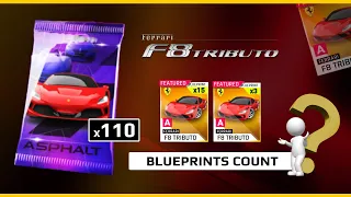 Asphalt 9 | Opening 110 FERRARI F8 TRIBUTO Packs | Realtime Blueprints Count | 8250 Tokens Spent