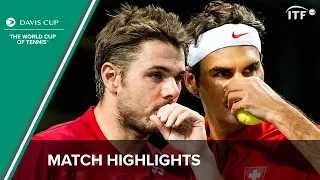 Federer/Wawrinka (Switzerland) vs Benneteau/Gasquet (France) Highlights | Davis Cup | ITF