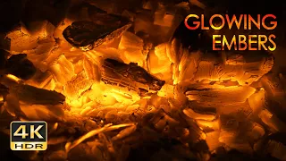 4K HDR Glowing Embers - Gentle Fire Crackles - Sounds for Sleeping - Fireplace Relaxation - 10 Hours