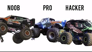 Noob vs Pro vs Hacker in Monster Truck Destruction