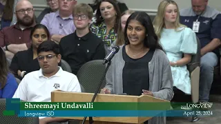 2024 Mayor Mack's Scholarship Recipient    Shreemayi Undavalli   Longview ISD