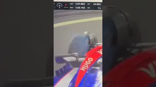 An Angry Tsunoda takes a dive down the inside Ricciardo’s car on the slowdown lap