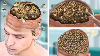 ASMR Remove Maggot & Flies Treat Head Infection | ASMR Treatment Cleaning Animation | JINJJA 진짜 ASMR