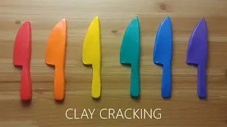 Rainbow knife clay cracking 무지개 나이프 점토 부수기