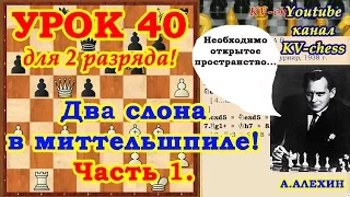 Что делать с двумя слонами в миттельшпиле. Урок 40 Часть 1 для 2 разряда.