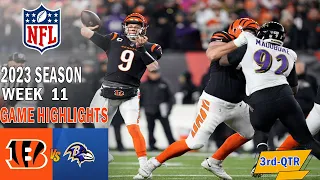 Bengals vs. Ravens GAME HIGHLIGHTS 3rd 11/16/23 Week 11 | NFL Highlights Today