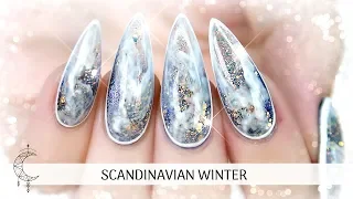 GEL NAIL ART STILETTO TUTORIAL | TRANSPARENT EXTENSIONS | SCANDINAVIAN WINTER NAILS | LIGHT ELEGANCE